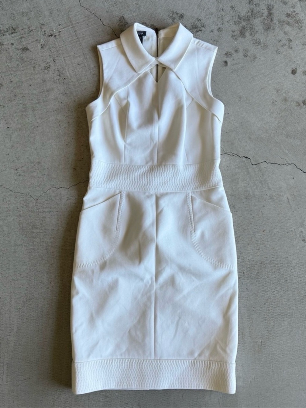 Etcetera Sleeveless White Collar Sheath Dress